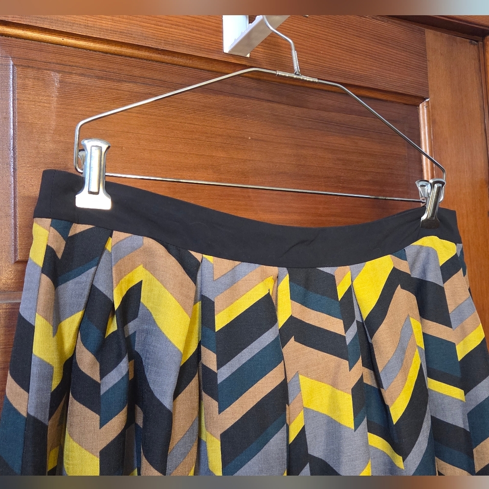 NWT Relished Pleated Chevron Print Skirt - Yellow, Gray & Black Sz XL - Picture 6 of 15